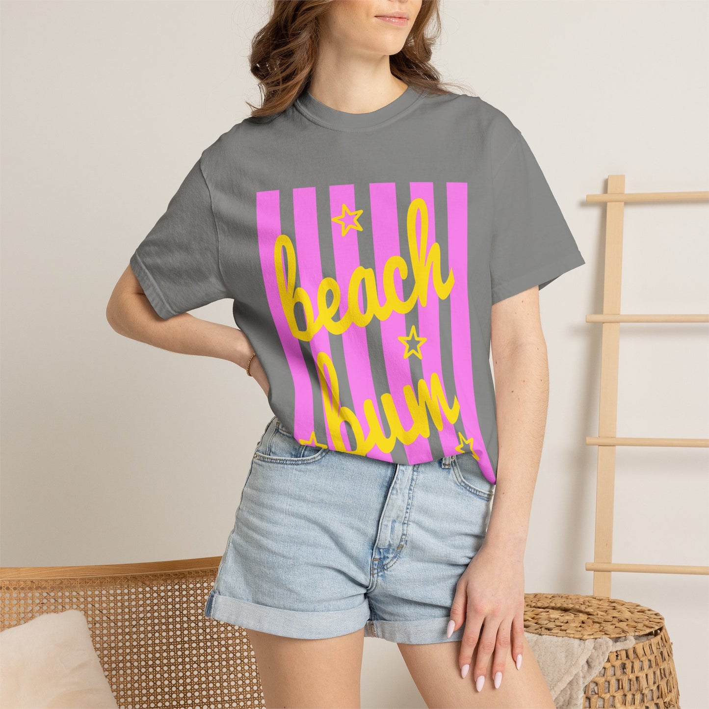 Beach Bum T‑Shirt — Pink Stripe Summer Tee