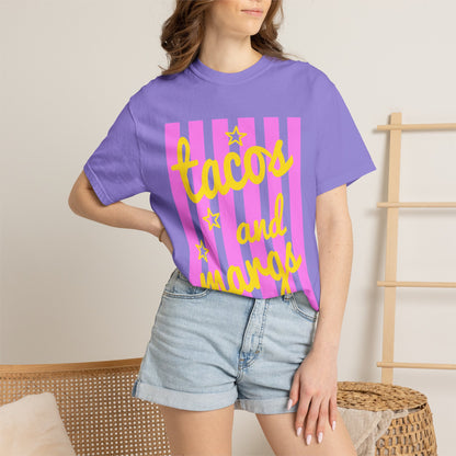 T-Shirt — "tacos and margs" Pink Stripe Graphic Tee