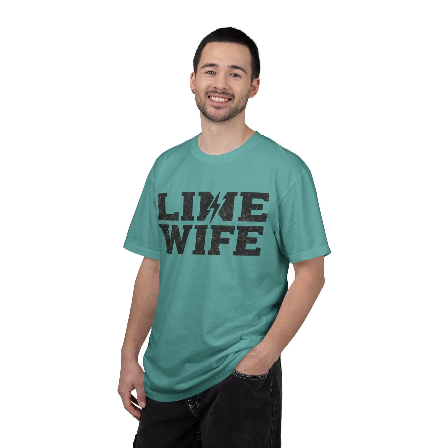 Lime Wife T-Shirt — Bold Lightning Graphic Tee for Music/Streetwear Fans
