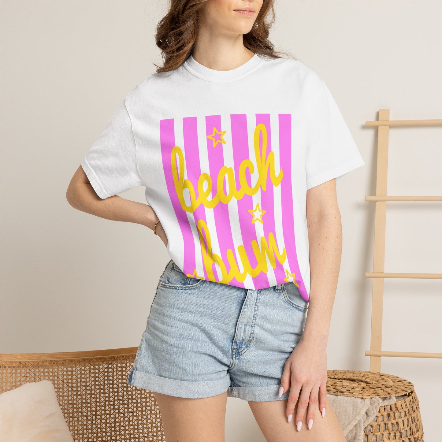 Beach Bum T‑Shirt — Pink Stripe Summer Tee