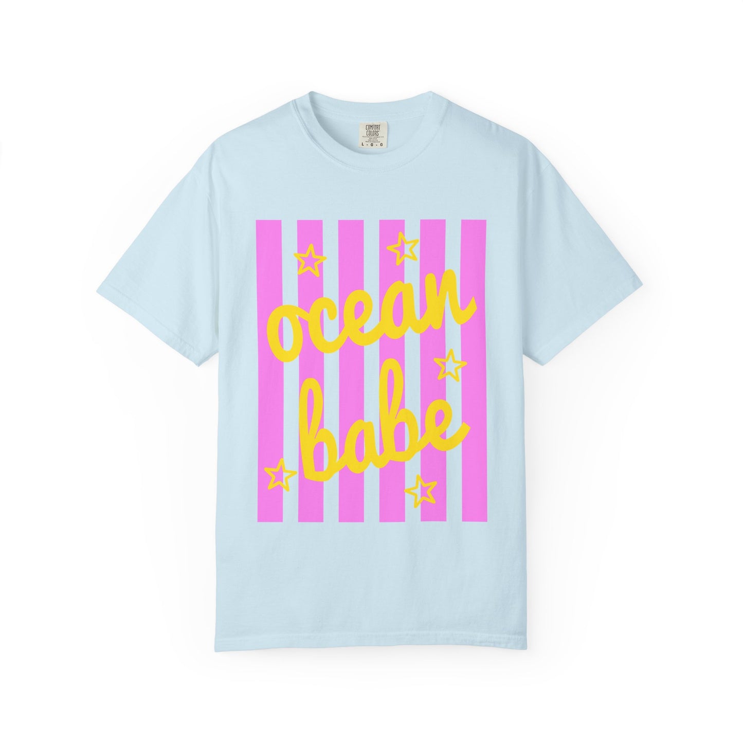 Ocean Babe Graphic T-Shirt — Pink Stripe Beach Tee