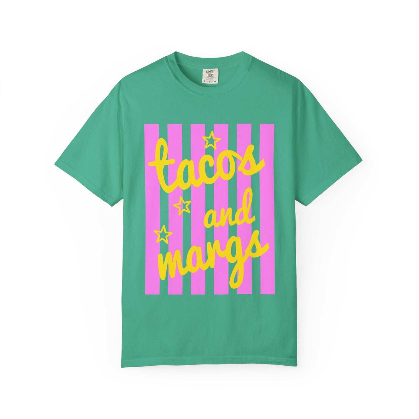 T-Shirt — "tacos and margs" Pink Stripe Graphic Tee