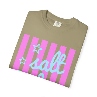 Salt Babe T-Shirt — Pastel Pink Stripe Graphic Tee