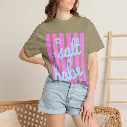 Salt Babe T-Shirt — Pastel Pink Stripe Graphic Tee