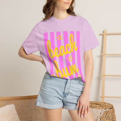 Beach Bum T‑Shirt — Pink Stripe Summer Tee