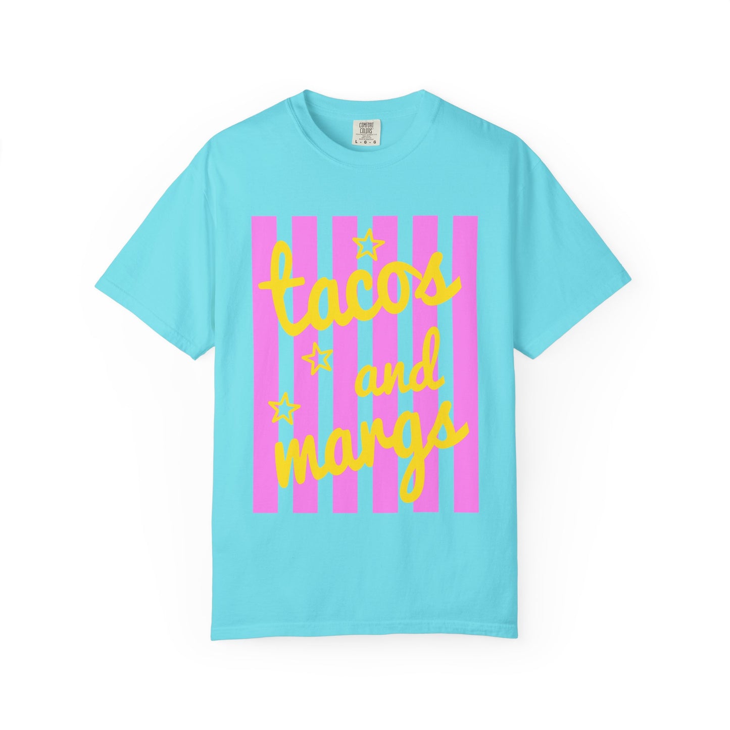 T-Shirt — "tacos and margs" Pink Stripe Graphic Tee