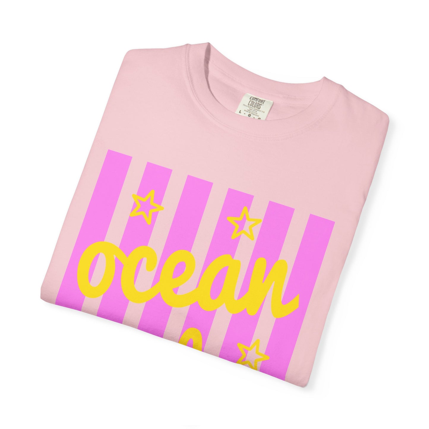 Ocean Babe Graphic T-Shirt — Pink Stripe Beach Tee
