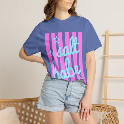 Salt Babe T-Shirt — Pastel Pink Stripe Graphic Tee