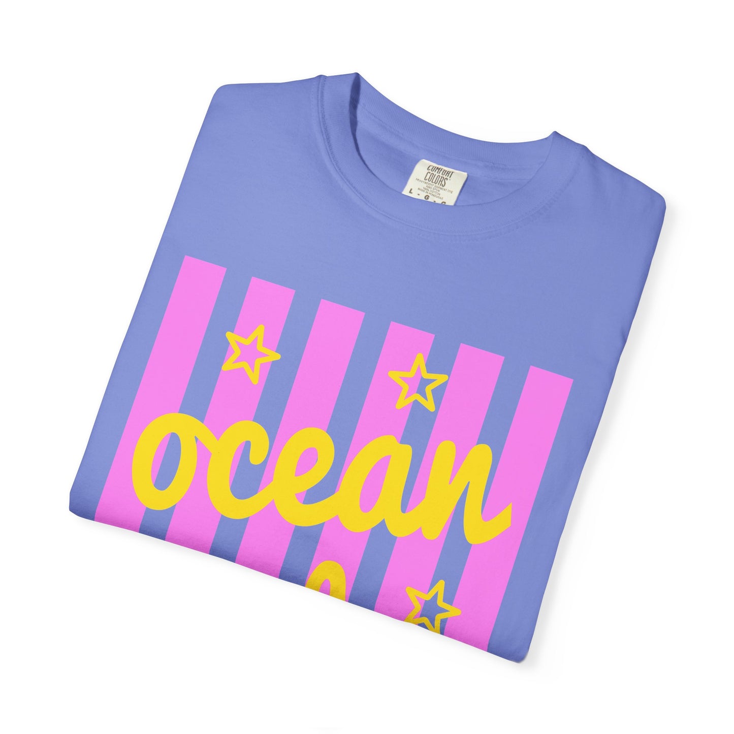 Ocean Babe Graphic T-Shirt — Pink Stripe Beach Tee