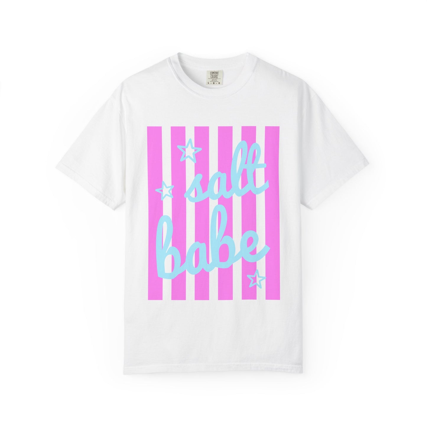Salt Babe T-Shirt — Pastel Pink Stripe Graphic Tee