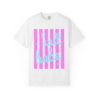 Salt Babe T-Shirt — Pastel Pink Stripe Graphic Tee