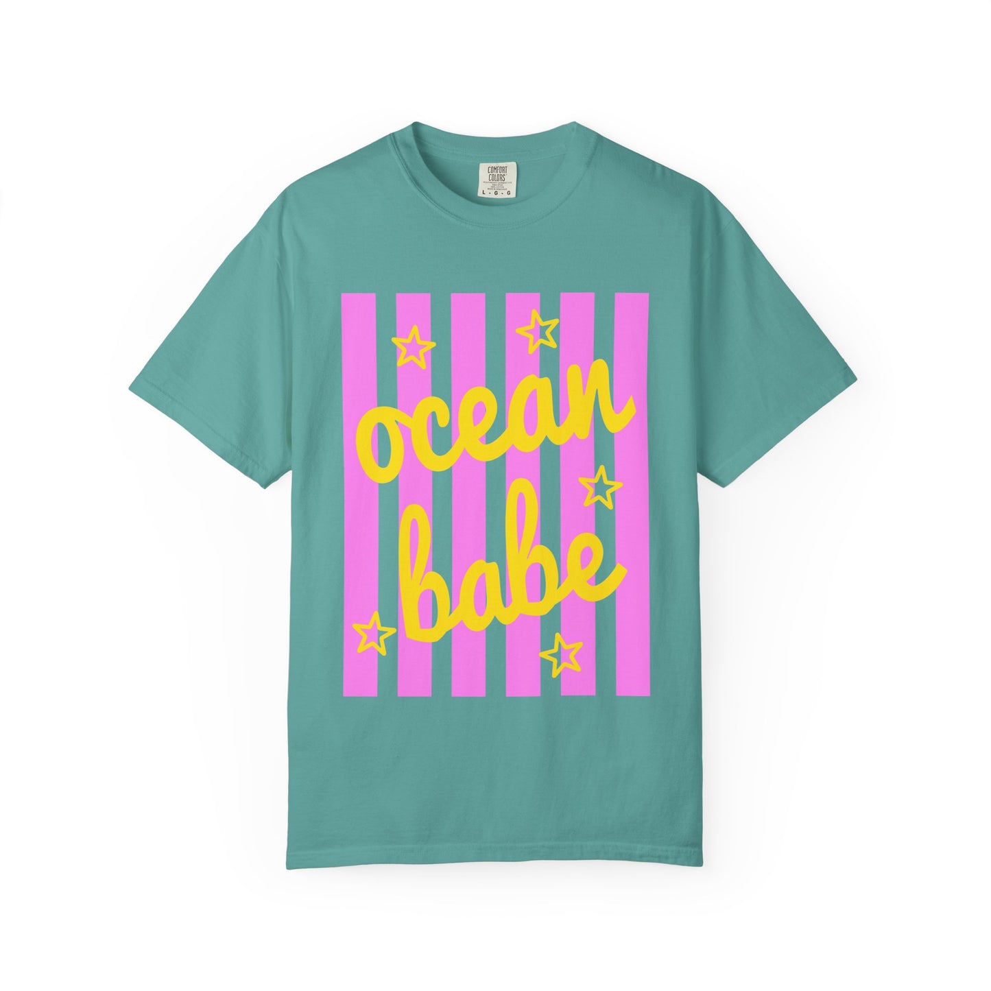 Ocean Babe Graphic T-Shirt — Pink Stripe Beach Tee
