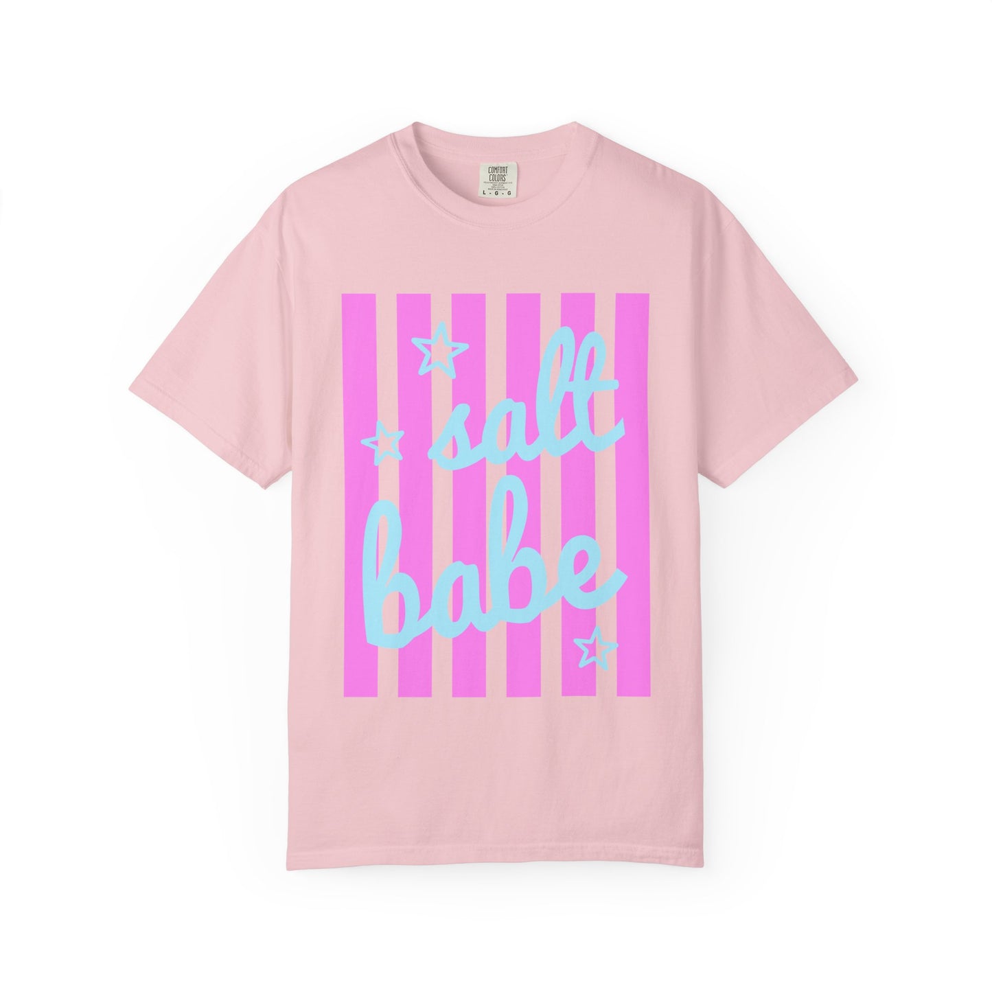 Salt Babe T-Shirt — Pastel Pink Stripe Graphic Tee