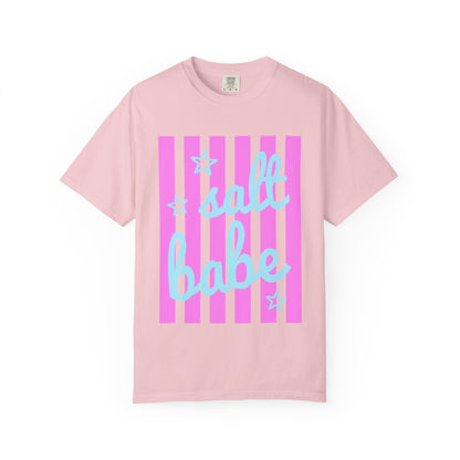 Salt Babe T-Shirt — Pastel Pink Stripe Graphic Tee