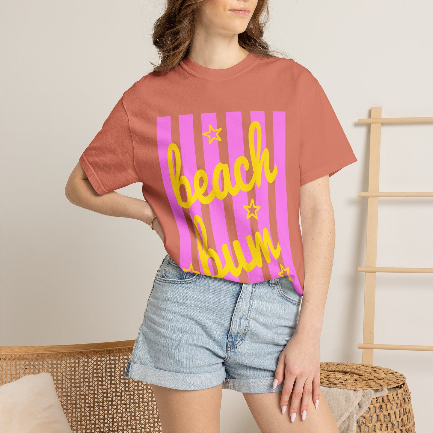 Beach Bum T‑Shirt — Pink Stripe Summer Tee