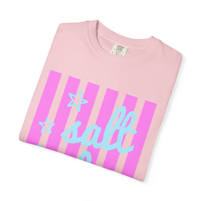 Salt Babe T-Shirt — Pastel Pink Stripe Graphic Tee