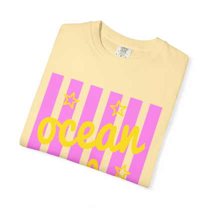 Ocean Babe Graphic T-Shirt — Pink Stripe Beach Tee