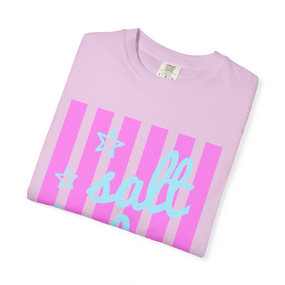 Salt Babe T-Shirt — Pastel Pink Stripe Graphic Tee