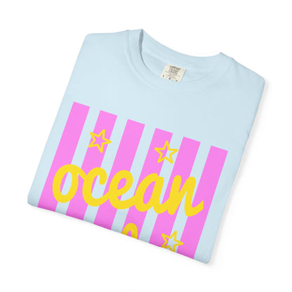 Ocean Babe Graphic T-Shirt — Pink Stripe Beach Tee
