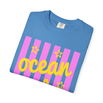 Ocean Babe Graphic T-Shirt — Pink Stripe Beach Tee