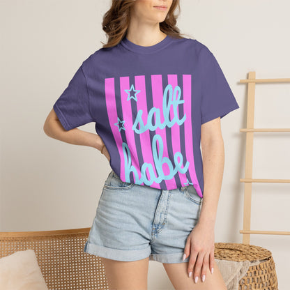 Salt Babe T-Shirt — Pastel Pink Stripe Graphic Tee