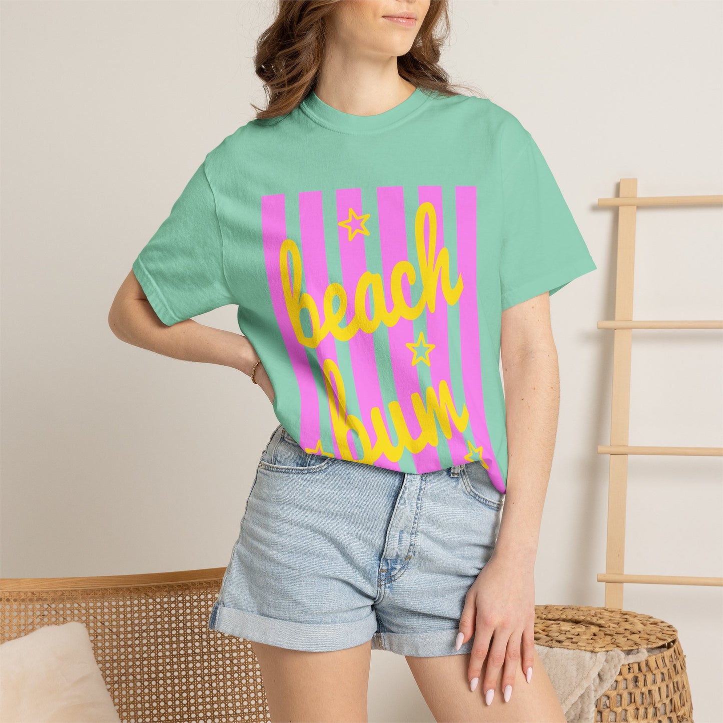 Beach Bum T‑Shirt — Pink Stripe Summer Tee