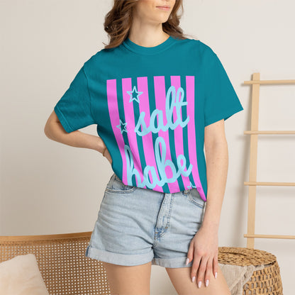 Salt Babe T-Shirt — Pastel Pink Stripe Graphic Tee