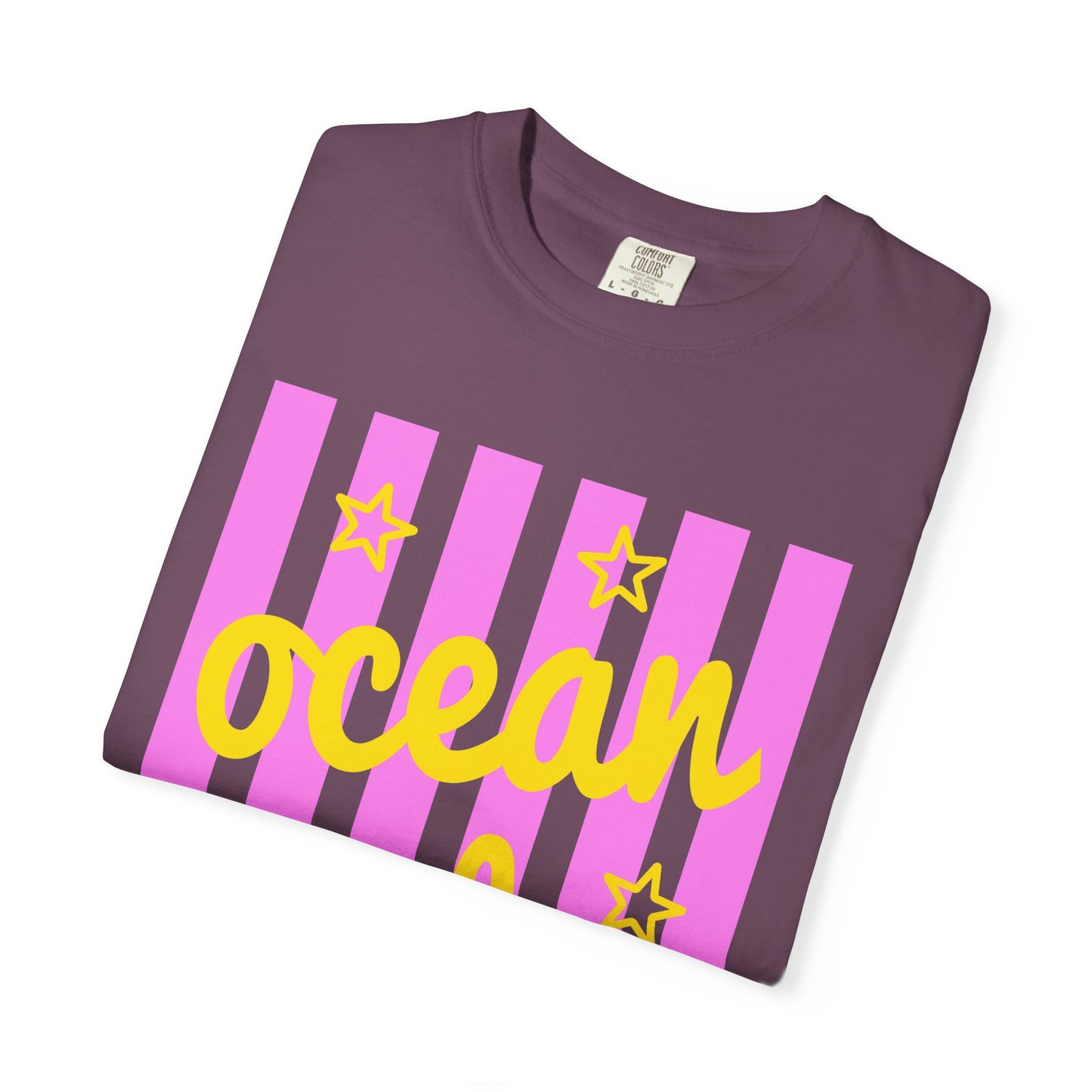Ocean Babe Graphic T-Shirt — Pink Stripe Beach Tee
