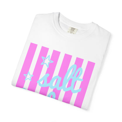 Salt Babe T-Shirt — Pastel Pink Stripe Graphic Tee