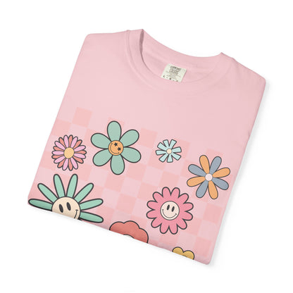 Smiley Flower Checkerboard T-Shirt