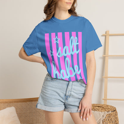 Salt Babe T-Shirt — Pastel Pink Stripe Graphic Tee
