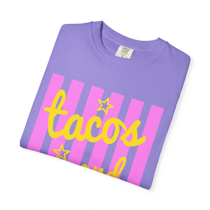 T-Shirt — "tacos and margs" Pink Stripe Graphic Tee