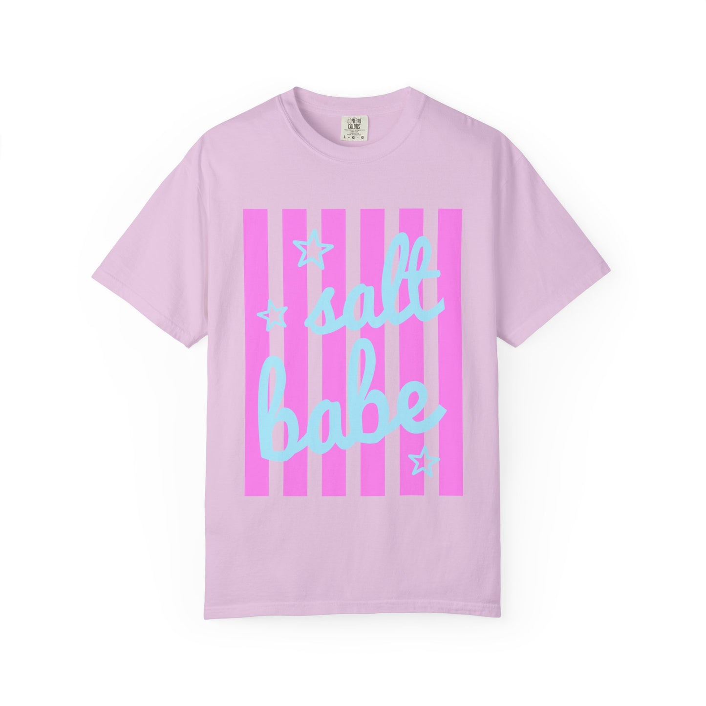 Salt Babe T-Shirt — Pastel Pink Stripe Graphic Tee