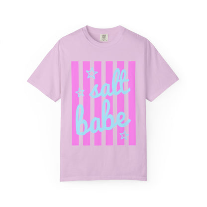 Salt Babe T-Shirt — Pastel Pink Stripe Graphic Tee