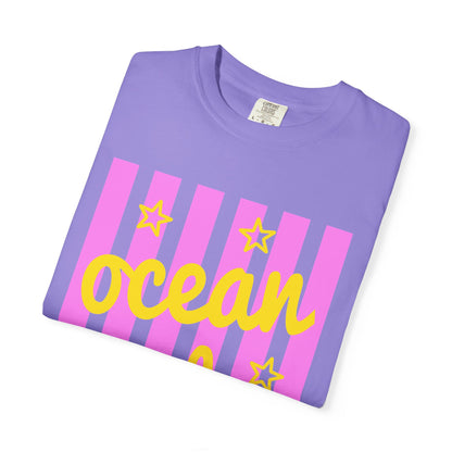 Ocean Babe Graphic T-Shirt — Pink Stripe Beach Tee