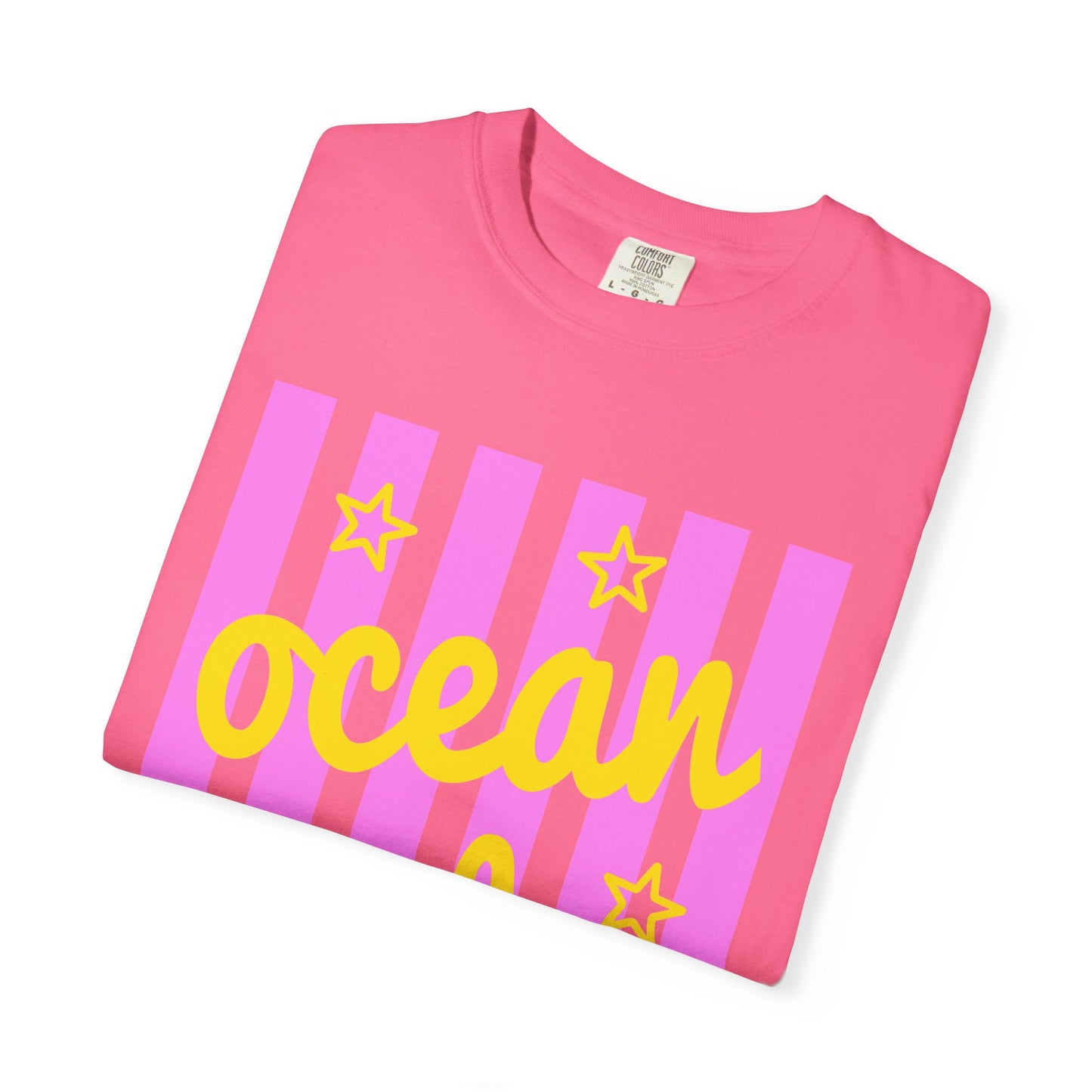Ocean Babe Graphic T-Shirt — Pink Stripe Beach Tee