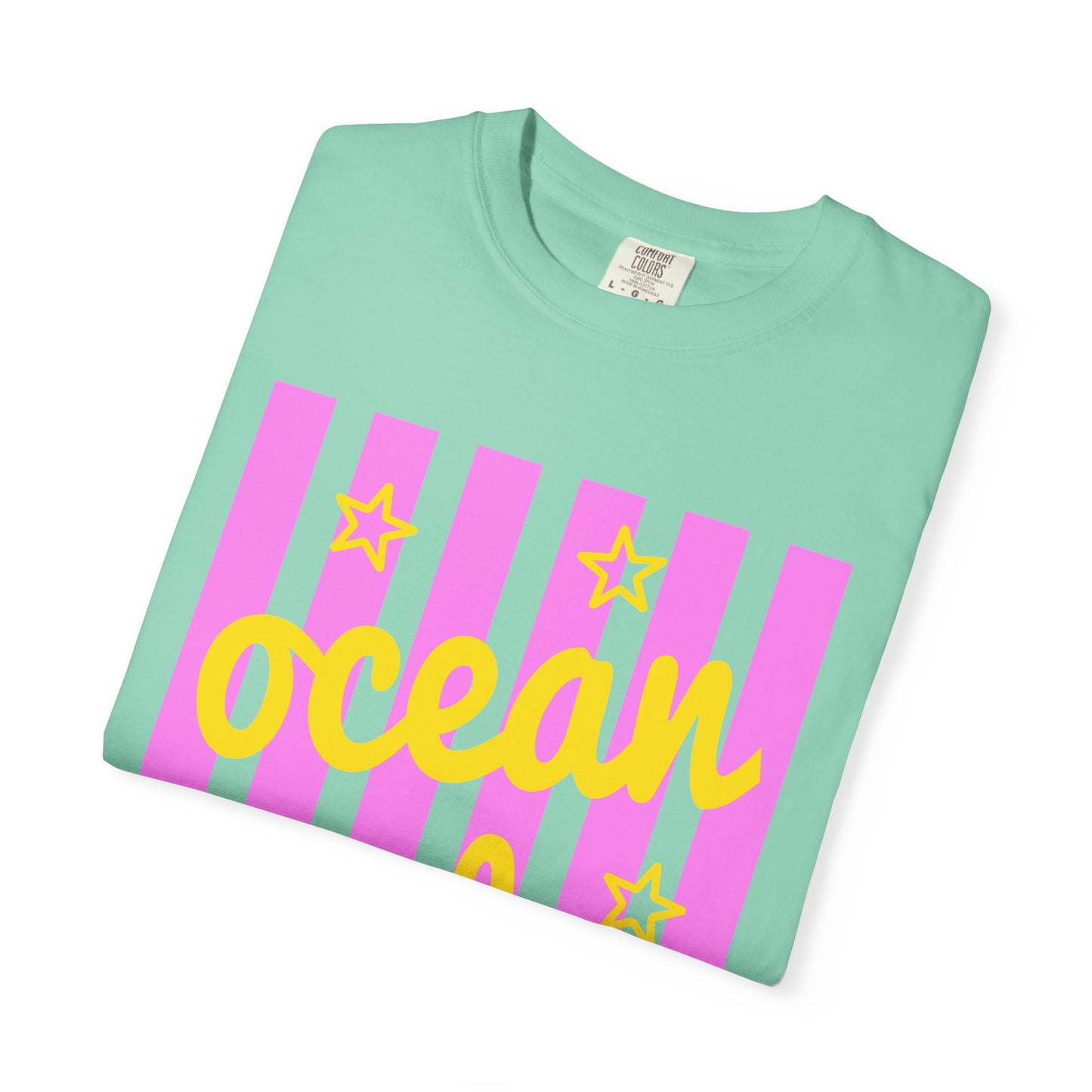 Ocean Babe Graphic T-Shirt — Pink Stripe Beach Tee