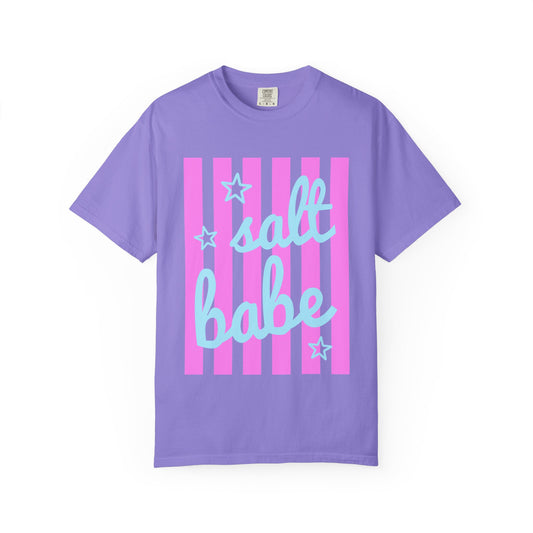 Salt Babe T-Shirt — Pastel Pink Stripe Graphic Tee