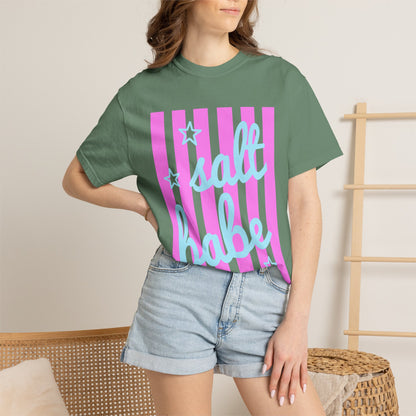 Salt Babe T-Shirt — Pastel Pink Stripe Graphic Tee
