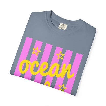 Ocean Babe Graphic T-Shirt — Pink Stripe Beach Tee