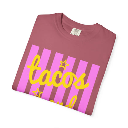 T-Shirt — "tacos and margs" Pink Stripe Graphic Tee