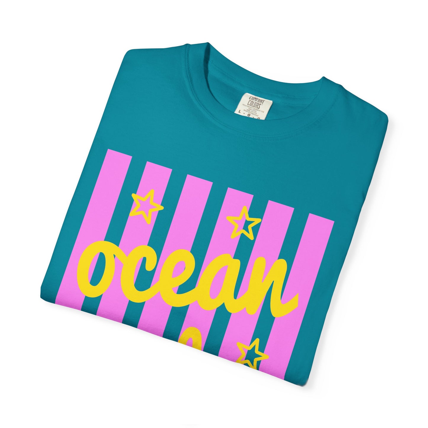 Ocean Babe Graphic T-Shirt — Pink Stripe Beach Tee