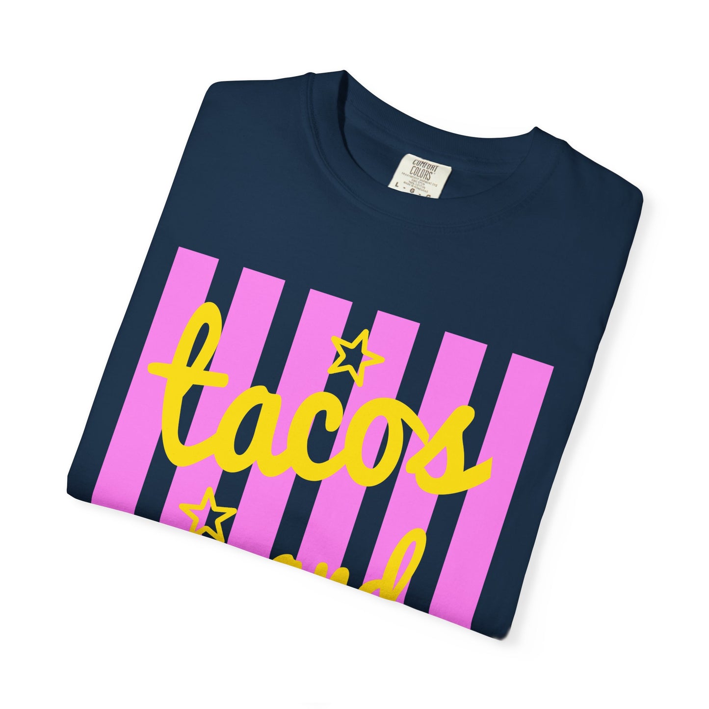 T-Shirt — "tacos and margs" Pink Stripe Graphic Tee